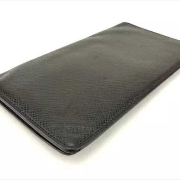 Louis Vuitton Wallet Purse Taiga Black Taiga Leather Mens Authentic Used - Picture 3 of 7